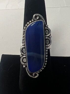 Lapis Lazuli Ring 💙 Size 7.5 | 925 Silver Plated | Elegant Statement Piece